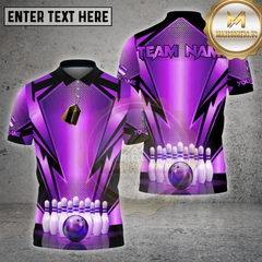 Maxcorners Bowling Shirt Gold Black Geometric Pattern Strike Design Multi Options Personalized Name, Team Name 3D Shirt