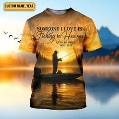 Maxcorners Someone I Love Is Fishing In Heaven Fishing Memorial SPF Shirt For Men, Gift For Fisherman