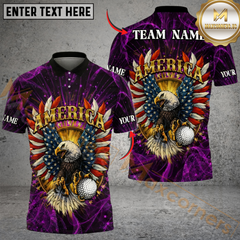 Maxcorners American Eagle Swing Golf Polo Customized Name, Team Name 3D Shirts (4 Colors)