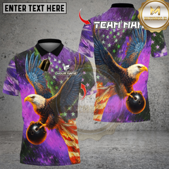 Maxcorners Bowling Sky Eagle US Flag Multicolor Customized Name, Team Name 3D Shirts