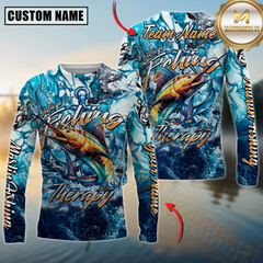 Maxcorners Marlin Fishing Therapy Personalized Name, Team Name 3D Long Sleeve Shirt