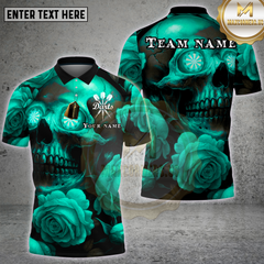 Maxcorners Darts Red Skull Roses Multioptions Personalized Name, Team Name Unisex 3D Shirt (4 Colors)