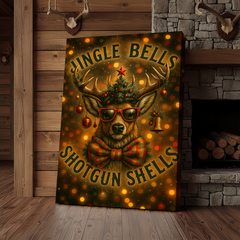 Maxcorners Deer Jingle Bells Shotgun Shells 3D Wrapped Canvas