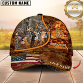 Maxcorners Deer Hunting Camo With American Flag Personalized Hat 3D Printed Multicolor | Orange