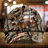 Maxcorners Colorful Cross America Hunting Deer Personalized Hats 3D Multicolored
