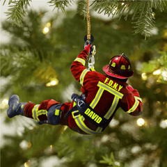 Maxcorners Personalized Firefighter Christmas -Two Sided Ornament for Fireman, Gift for Dad and Mom Christmas Firefighter Ornament 2D Flat