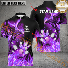 Maxcorners Phoenix Bowling Jersey Multicolor Option Customized Name, Team Name 3D Polo Shirt