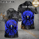 Maxcorners Pool 8 Spider Grunge Web Billiard Jersey Multicolor Options Personalized Name, Team Name 3D Polo Shirt 6 Colors)