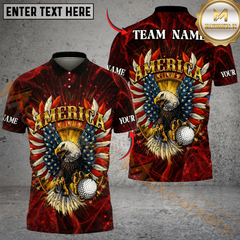 Maxcorners American Eagle Swing Golf Polo Customized Name, Team Name 3D Shirts (4 Colors)