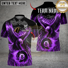 Maxcorners Billiards Ball 8 Burning Eagle Personalized Name Shirt (4 Colors)