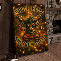 Maxcorners Deer Jingle Bells Shotgun Shells 3D Wrapped Canvas