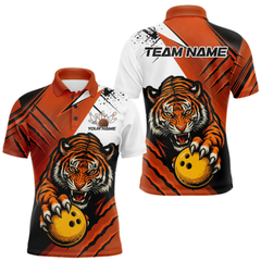 Maxcorners Custom Tiger Bowling Team Polo Shirts For Men, Tiger Claw Bowling Jerseys LM054