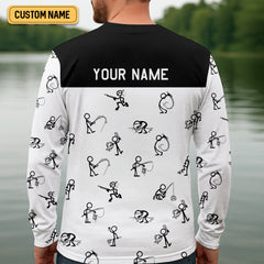 Maxcorners Funny Stick Figure Fishing Pose SPF Shirt For Men, Funny Fishing Shirt, Fishing Shirts For Men