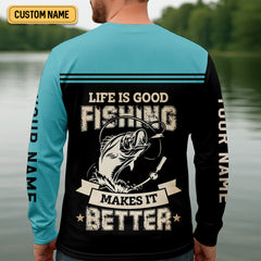 Maxcorners Monster Fishing Shirt, Life Is Good Fishing Makes It Better SPF Shirts, Fishing Shirts For Men, Fisherman Gift