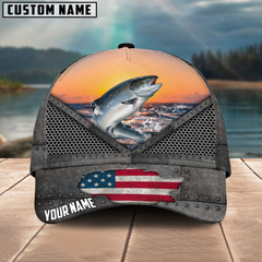 Maxcorners Salmon Fishing Sunset Customized Name 3D Cap