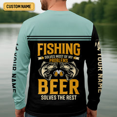 Maxcorners Fishing Solves Most Of My Problems Beer Solves The Rest SPF Shirt, Funny Fishing Shirt, Fishing Shirts For Men