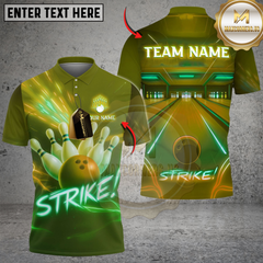 Maxcorners Bowling And Pins Neon Strike Lane Customized Name, Team Name 3D Shirt (4 Colors)