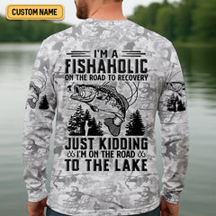Maxcorners I'm A Fishaholic On The Road To Recovery Fishing UPF Shirts, Funny Fishing Shirt, Fishing Shirts For Men
