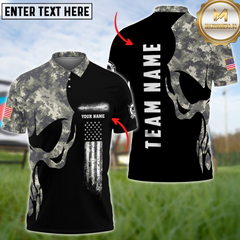 Maxcorners Archery Skull Camo Flag Personalized Name, Team Name 3D Unisex Shirt