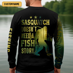 Maxcorners Sasquatch Doesn't Need A Fish Story Funny Fishing Shirt SPF Shirt For Men, Funny Fishing Shirt, Fishing Shirts For Men