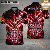 Maxcorners Lightning Smoke Fire Style Color Darts Jersey Mutilcolor Option Customized Name, Team Name 3D Polo Shirt