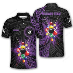 Maxcorners Sporty Tribal Billiard Polo Shirts For Men, Billiard team shirts, Gift for Pool team player