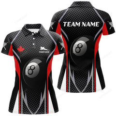 Maxcorners 8 Ball Billiard Canadian Flag Personalized Polo Shirts For Women