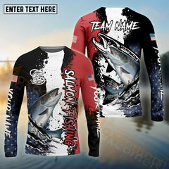 Maxcorners Salmon Fishing Paint Scratch American Flag scratch Sport Custom Name & Team Name 3D Shirts