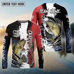 Maxcorners Crappie Fishing Paint Scratch American Flag scratch Sport Custom Name & Team Name 3D Shirts