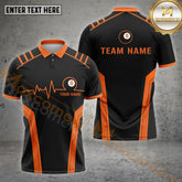 Maxcorners Billiards 8 Ball Heartbeat Multicolor Options Personalized Name, Team Name 3D Polo Shirt (4 Colors)