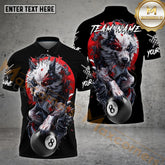 Maxcorners Billiard Wolf With Dragon Pattern Multicolor Options Personalized Name, Team Name 3D Polo Shirt (4 Colors)