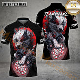 Maxcorners Darts Wolf With Dragon Pattern Multicolor Options Personalized Name, Team Name 3D Polo Shirt (4 Colors)