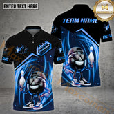 Maxcorners Bowling All-Stars Premium Line Pattern Multicolor Options Personalized Name, Team Name 3D Polo Shirts (4 Colors)