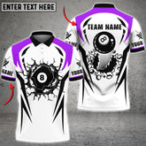 Maxcorners Billiard 8 Ball Crack Line Pattern Multicolor Options Personalized Name, Team Name 3D Polo Shirt (4 Colors)