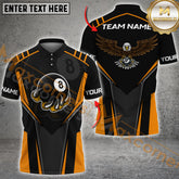 Maxcorners Billiard 8 Ball Crew Eagle Line Pattern Multicolor Options Personalized Name, Team Name 3D Polo Shirt (4 Colors)