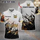 Maxcorners Billiard Flame Black Golden Multicolor Options Personalized Name, Team Name 3D Polo Shirt (4 Colors)