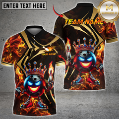 Maxcorners Bowling Crown Flame Multioptions Personalized Name, Team Name Unisex 3D Shirts