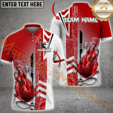 Maxcorners Bowling Fire Effect Multicolor Option Customized Name, Team Name 3D Shirt (4 Colors)