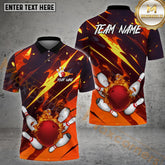 Maxcorners Bowling Custom Fire Effect Design, Breathable Sport Shirt Multicolor Option Customized Name, Team Name 3D Shirt (4 Colors)