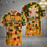 Maxcorners Autism Awareness Shirt Puzzle Piece Design Darts Jersey Multicolor Options Personalized Name, Team Name 3D Shirt (4 Colors)