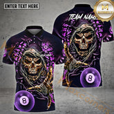 Maxcorners 8 Ball Skull Premium Billiard Jersey Multicolor Options Personalized Name, Team Name 3D Shirt (4 Colors)
