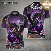 Maxcorners Bowling Ball Lightning Thunder Dragon Pattern Multicolor Options Personalized Name, Team Name 3D Shirt (4 Colors)