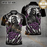Maxcorners Bowling Ball Rose Skull Pattern Multicolor Options Personalized Name, Team Name 3D Shirt (4 Colors)