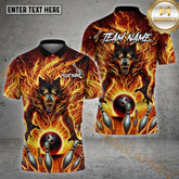 Maxcorners Bowling Ball Wolf Fire Pattern Multicolor Options Personalized Name, Team Name 3D Shirt (4 Colors)