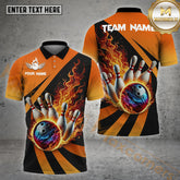 Maxcorners Flaming Bowling Gradient Jersey Multicolor Options Personalized Name, Team Name 3D Shirt (4 Colors)