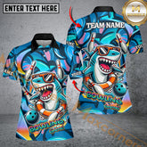 Maxcorners Funny Shark Graffiti Pattern Bowling Game Jersey Multicolor Options Personalized Name, Team Name 3D Shirt For Women (4 Colors)