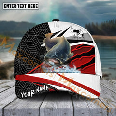 Maxcorners Catfish Fishing Red White Pattern Sport Pattern Personalized Name 3D Cap MT173