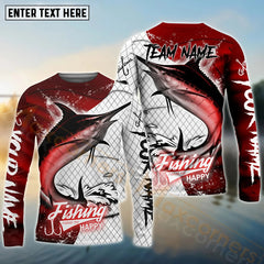 Maxcorners Marlin Fishing Dark Red Skin Pattern Sport Custom Name & Team Name 3D Shirts