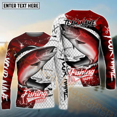 Maxcorners Salmon Fishing Dark Red Skin Pattern Sport Custom Name & Team Name 3D Shirts