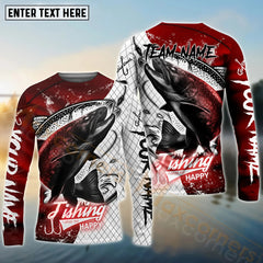 Maxcorners Trout Fishing Dark Red Skin Pattern Sport Custom Name & Team Name 3D Shirts